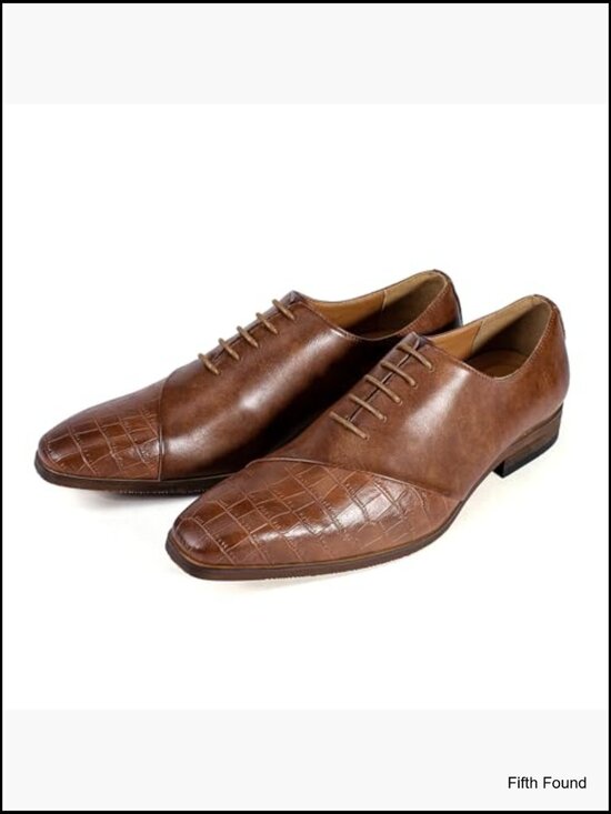 Men\'s Croc-Embossed Lace Up Oxfords Dress Shoes Formal Wedding Prom main image 6